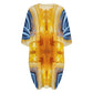 Women’s Bright Orange & Blue Abstract All Over Print Oversized T- Shirt Loungewear