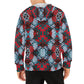 Men's Red, Green & White Teal Aztec Geo Pattern All-Over Print Fleece Full-Zip Hoodie