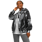 Women's Black & Silver Symmetry Pattern All-Over Print Baseball Jacket