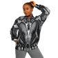 Women's Black & Silver Symmetry Pattern All-Over Print Baseball Jacket