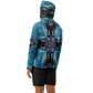 Men's Abstract Blue Geometric Design All Over Print Long Sleeve Hooded Performance Shirt