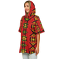 Women's Red Bold Tribal All-Over Print Hooded Baseball Jersey