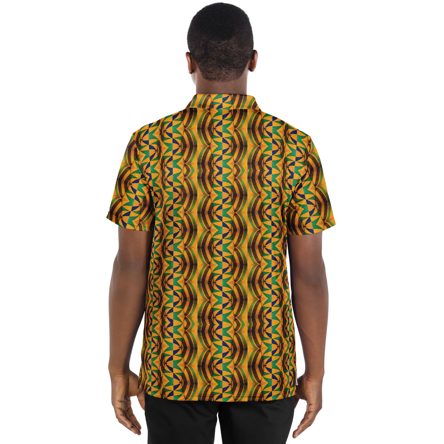 Men's African Kente Geometric Pattern All-Over Print Polo Shirt