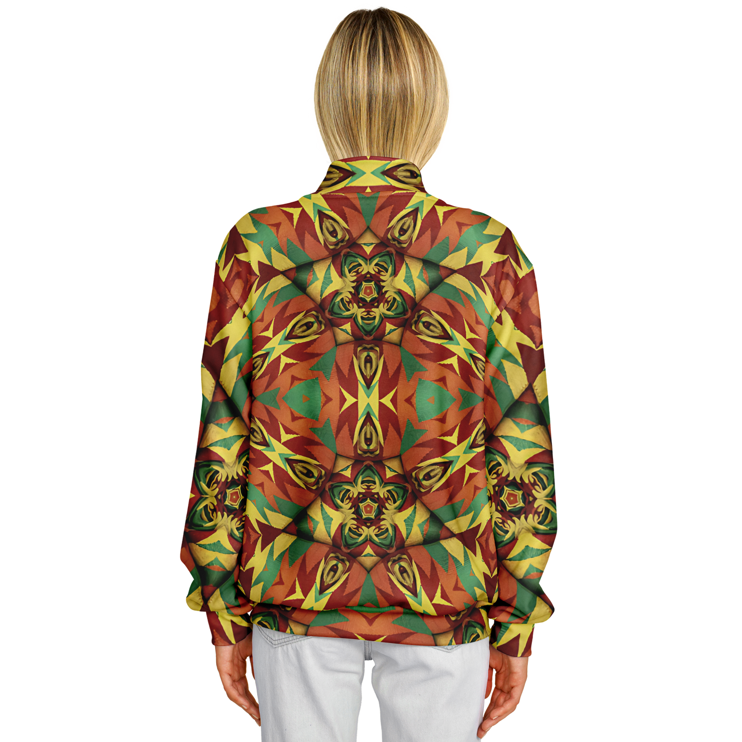 Women's Bold Tribal Kaleidoscope Pattern All Over Print Baseball Jacket