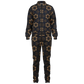 Men's Geometric Floral Pattern in Black & Brown Track Jacket and Pants