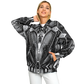 Women's Black & Silver Symmetry Pattern All-Over Print Baseball Jacket
