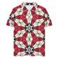 Men's Red & White Geometric Star Pattern Zip-Up Polo Set