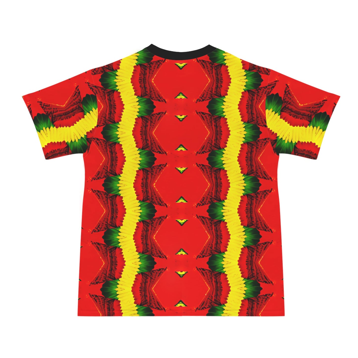 Men's Ghana Flag & Black Star Pattern All-Over Print Cut & Sew Ribbed Collar T-Shirt