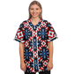 Women's Red White Blue Geometric Pattern All-Over Print Baseball Jersey