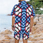 Men's American Flag Pattern All-Over Print Hawaiian Shirt & Shorts Set